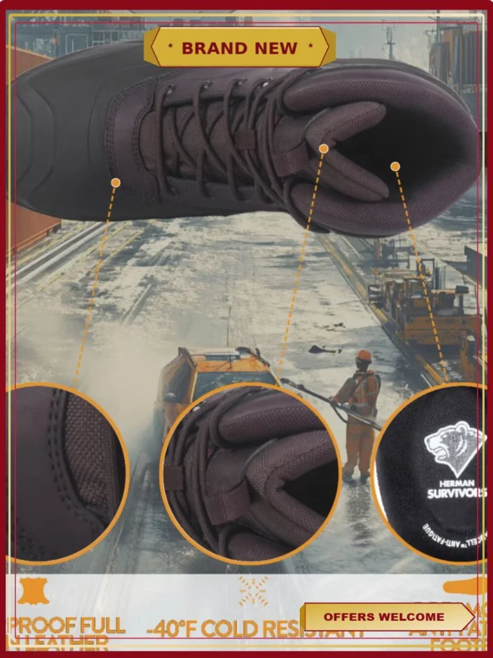 Men's Insulated Composite Toe Work Boots Freezer